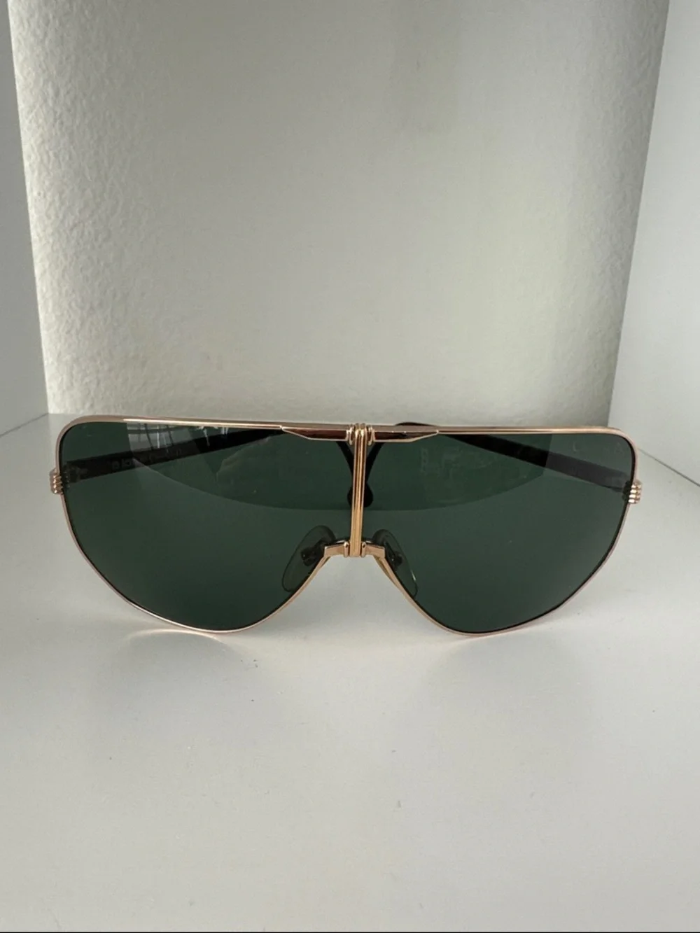 Christian Dior Shield Sunglasses Green Lens Gold Frame 2503 Vintage Style